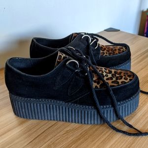 Black Suede Platform Leopard Print Creepers